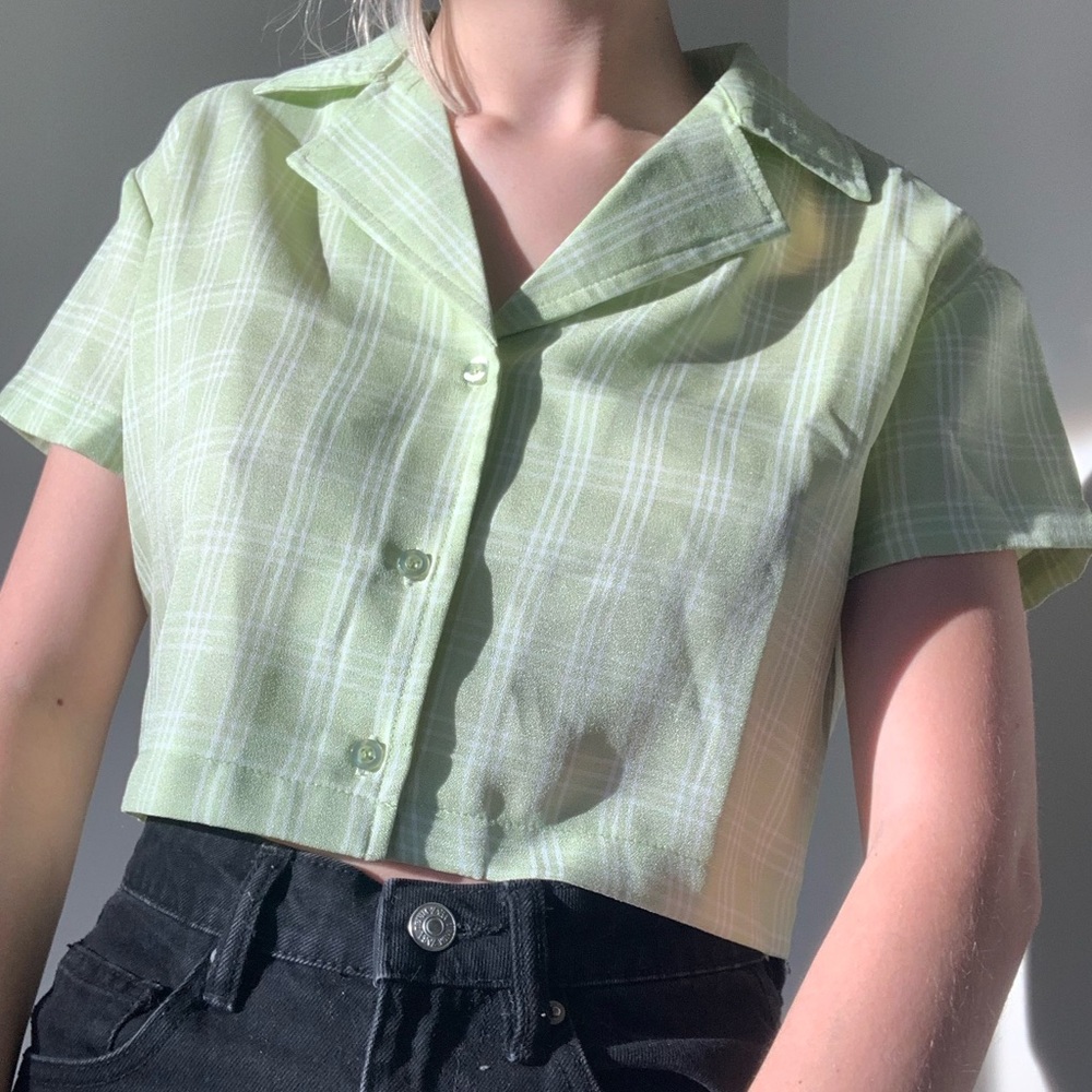 sage green button up